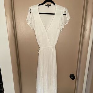 White Floor Length Wrap Dress